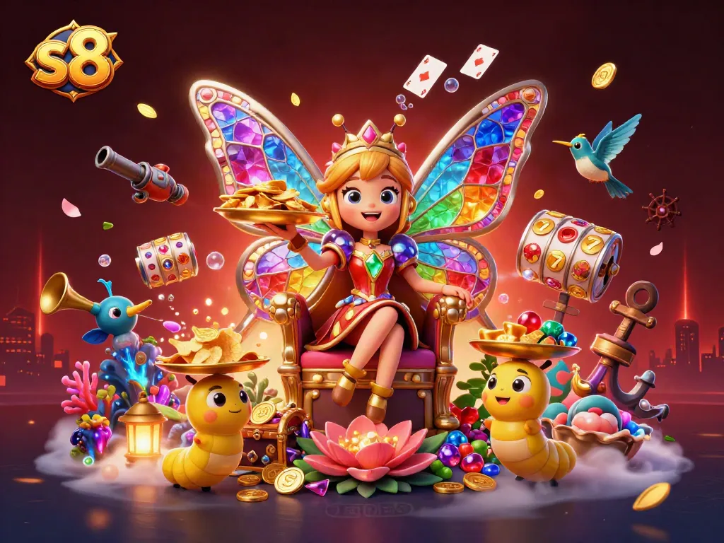 Engage with the dazzling s8 gaming realm in a vibrant 3D fantasy setting filled with casino excitement.