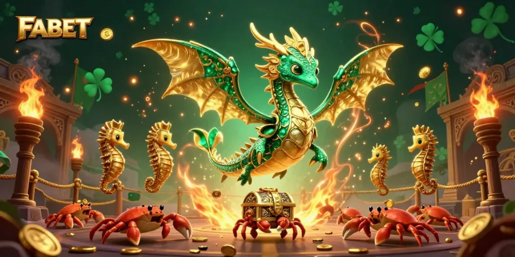 Experience thrilling gaming with FABET's vibrant 3D illustration showcasing dynamic gambling elements.