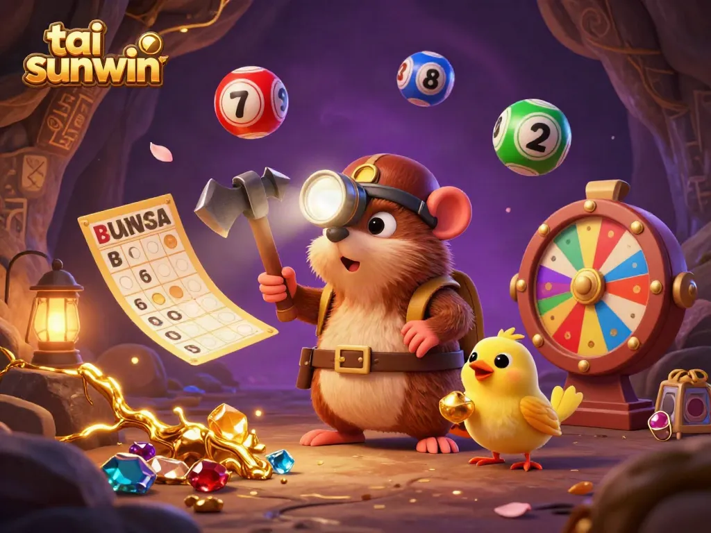 Engage in thrilling gameplay with tai sunwin, featuring dynamic lottery elements and treasure hunting characters.