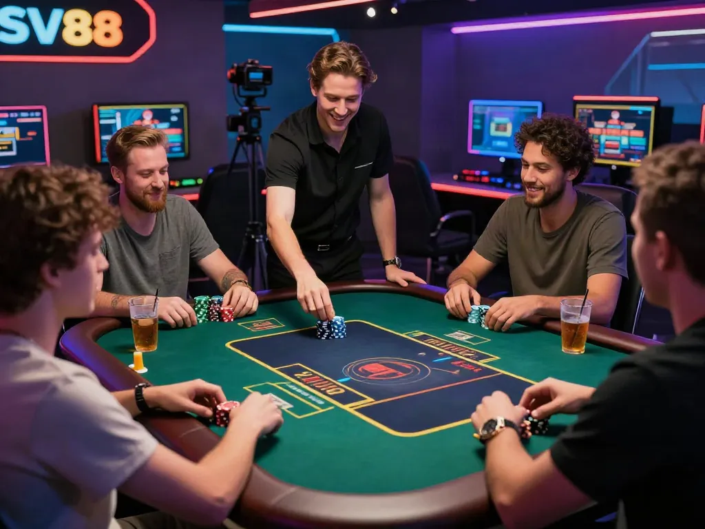 Exciting live casino game experience with players at SV88, showcasing vibrant atmosphere and immersive technology.