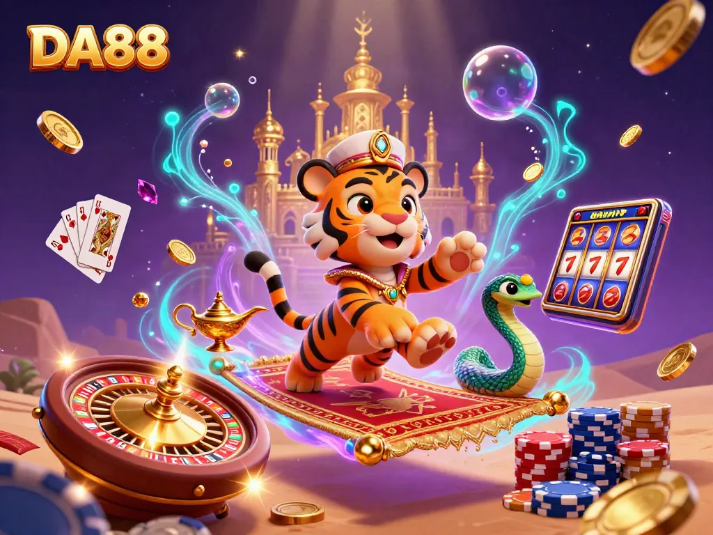 DA88 offers thrilling gaming experiences with a vibrant Arabian Nights theme, showcasing dynamic casino elements.