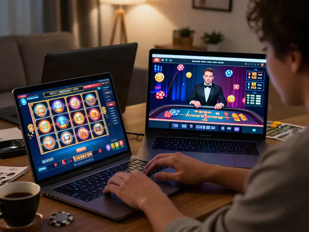 Casino Gratuit sans depot online gaming experience at home with colorful game graphics and virtual dealer.