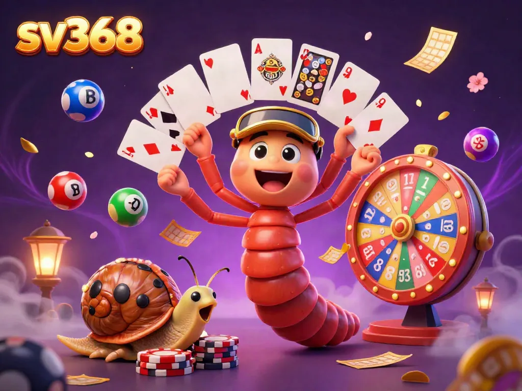 Experience sv368's exciting gambling scene with a millipede dealer and vibrant lottery elements.