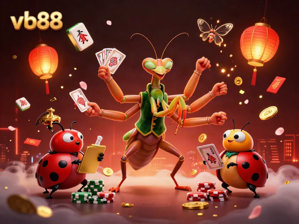 Engage with vb88 while enjoying vibrant casino themed festivities in a dynamic illustration.