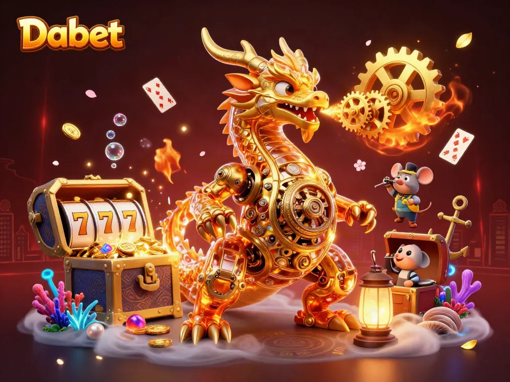 Experience thrilling wins with Dabet at this vibrant 3D casino illustration.