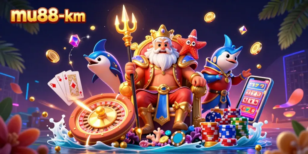 Shoot to win big jackpots at mu88-km with exciting 3D gaming elements and vibrant illustrations.