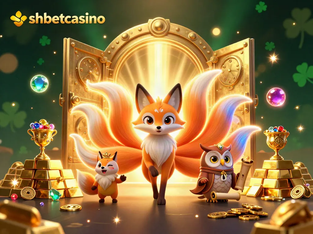 Experience thrilling games at shbetcasino in this vibrant 3D illustration featuring the lucky nine-tailed fox spirit.