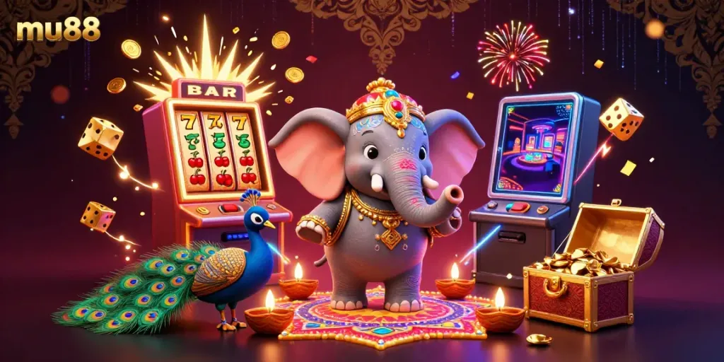 Experience winning at mu88 with vibrant 3D casino characters surrounded by dynamic gaming elements.