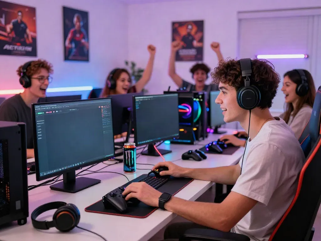 A80 gaming platform experience with a young adult engaged in online gaming.