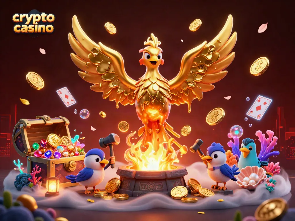 Engage with the vibrant world of a crypto casino featuring golden characters and immersive elements.