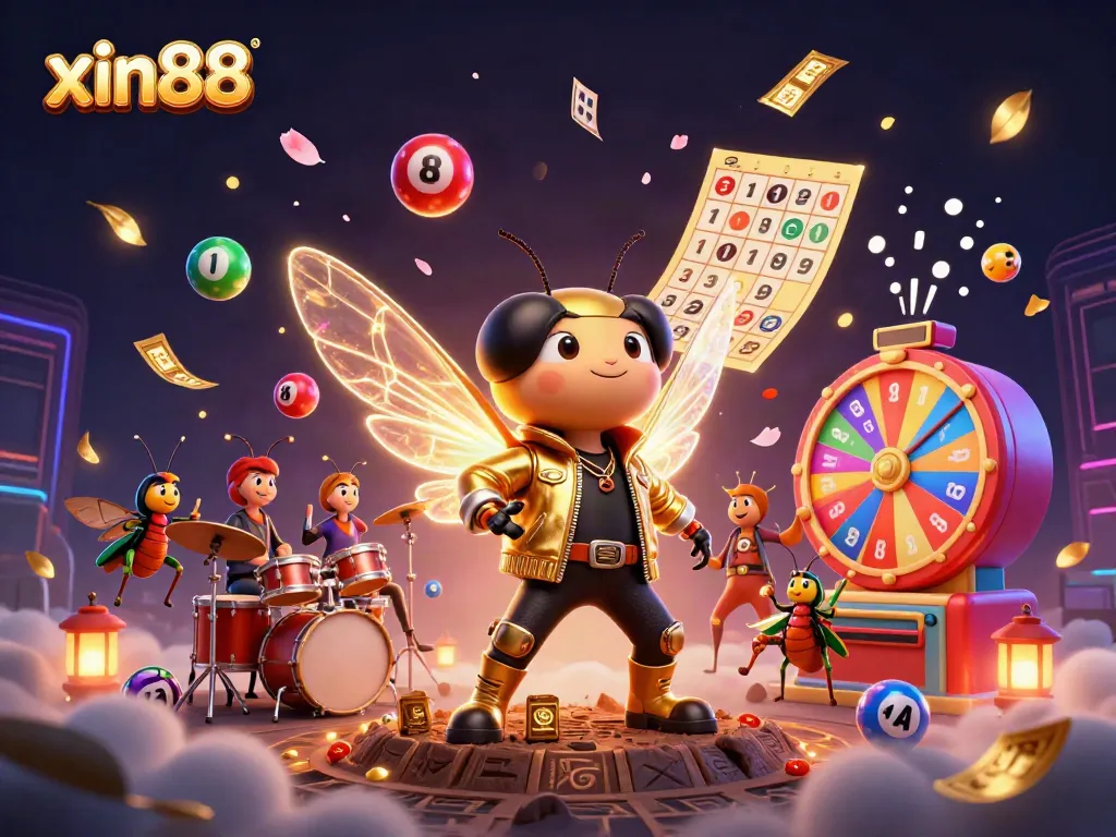 Players winning big at xin88 with lively 3D characters, vibrant lottery elements, and energetic casino atmosphere.