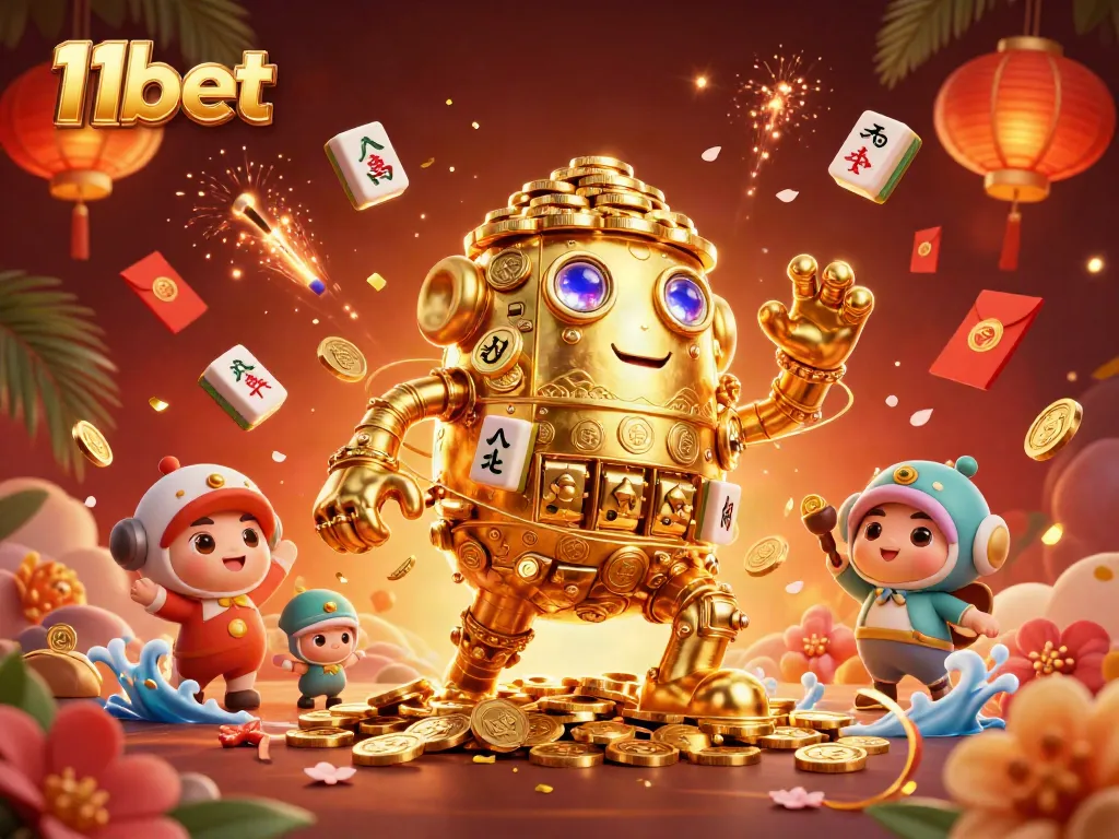 Experience the thrill of 11bet with a vivid 3D display of engaging casino elements.