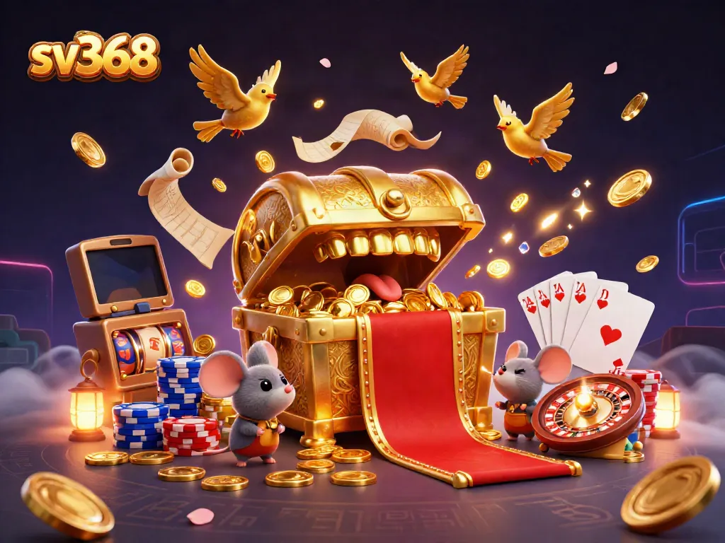 Join the adventure at sv368 with exciting game elements like golden coins and lucky sevens in this captivating scene.