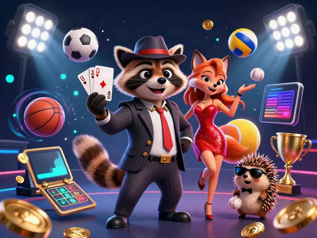 Engage with 9bet's dynamic casino atmosphere featuring charming characters and sports elements.